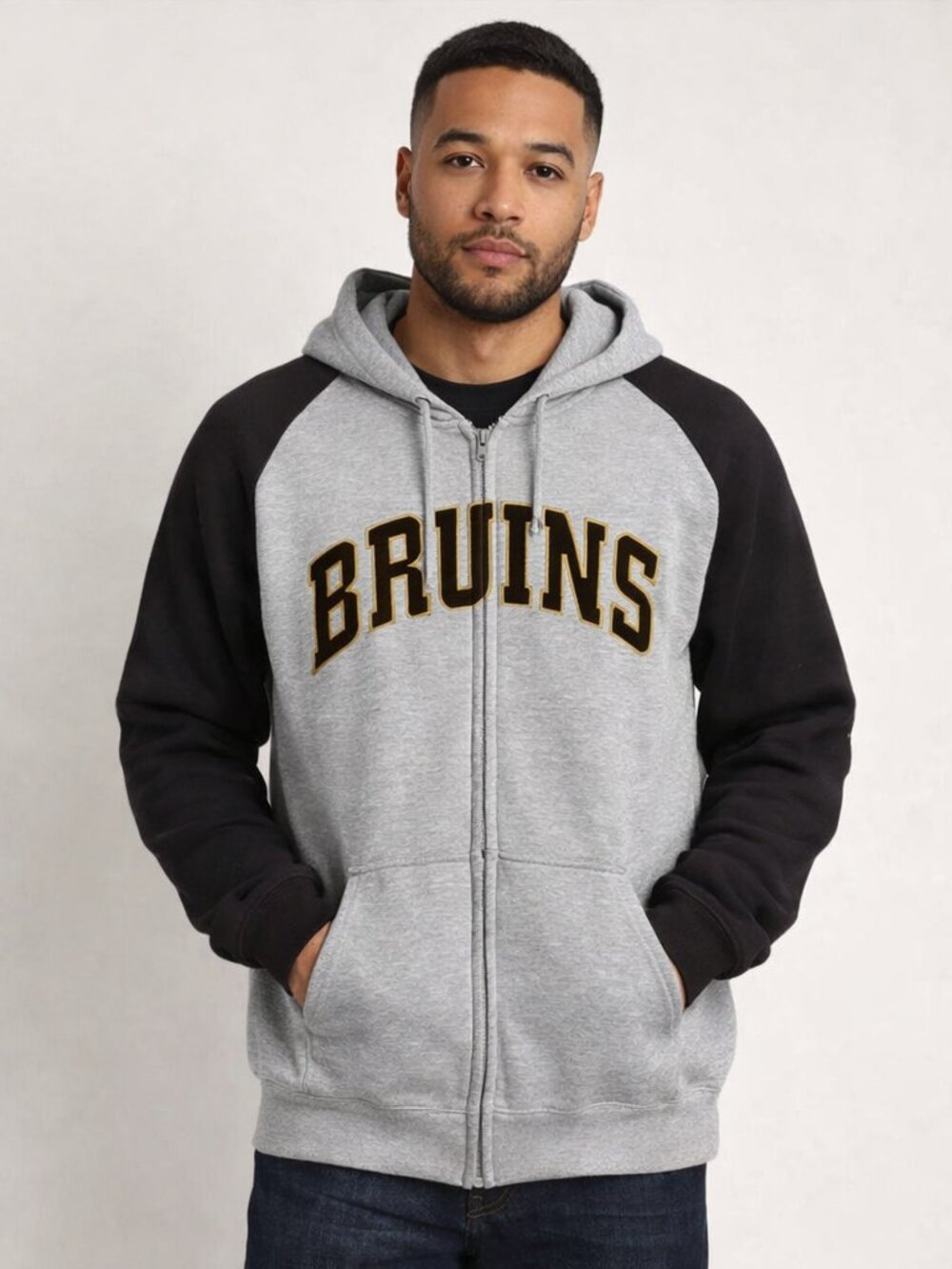 Majestic NHL Boston Bruins Full-Zip Raglan Hoodie Size XL NWT